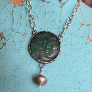 Art by Amy - “Amazonite Moon Muse” necklace. Handmade carved genuine Amazonite